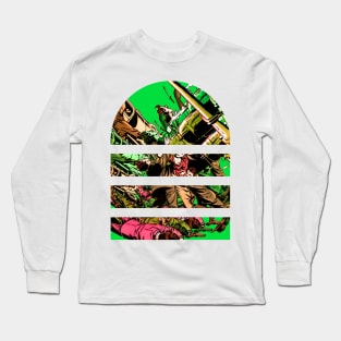 Pilot Fight Retro Vintage Comic Old Funny Fantasy Popart Scifi Long Sleeve T-Shirt